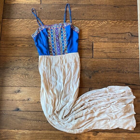 Flying Tomato maxi dress medium blue embroidered - Picture 1 of 8